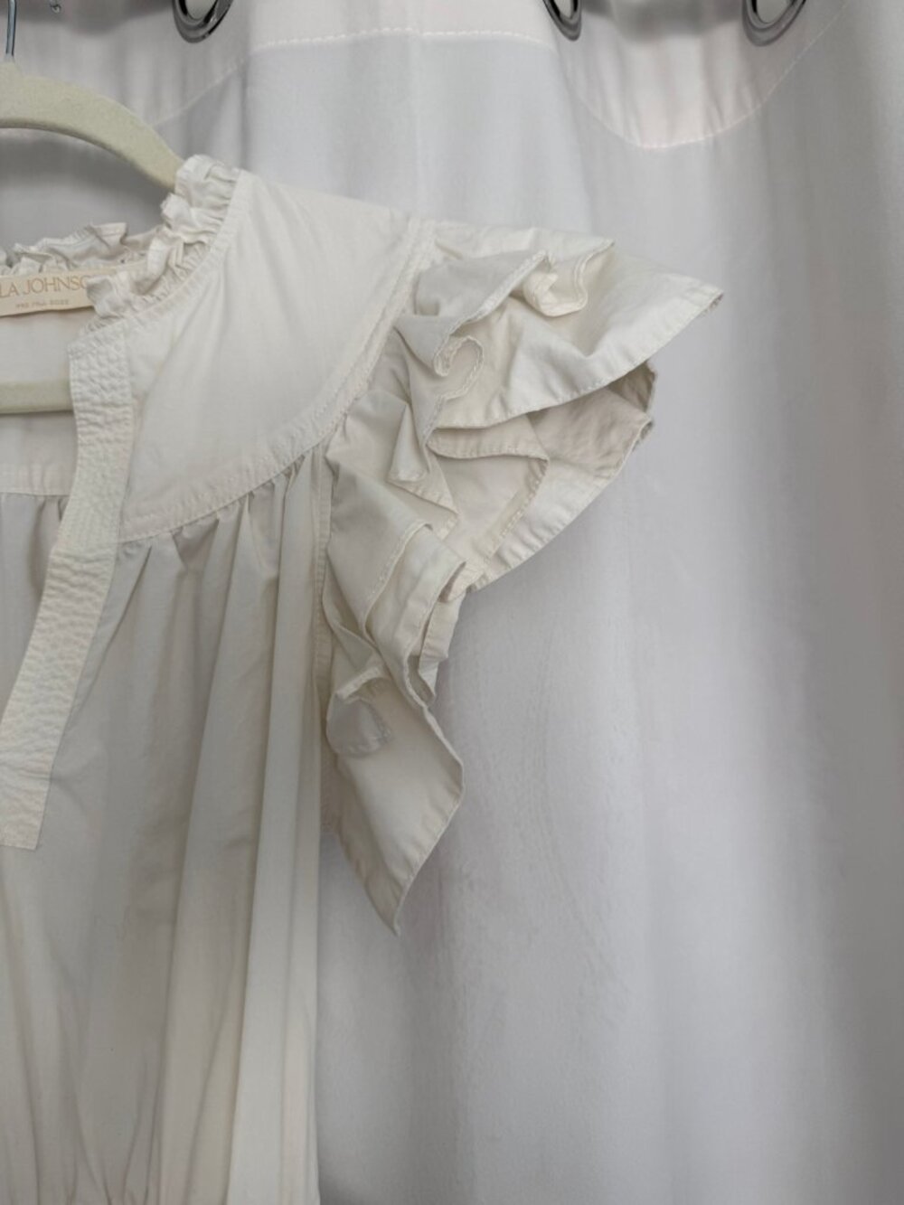 Ulla Johnson Lulua Dress Bone Ivory Cotton Ruffle Tiered Mini Dress Size 4 - Picture 6 of 10